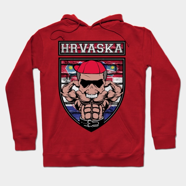 Hrvatska power Croatia muscle Hoodie by Jakavonis